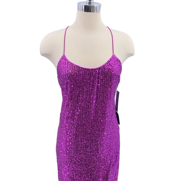 Lulu's Superstar Sequin sexy cocktail party dress size Medium NEW magenta - Picture 7 of 11